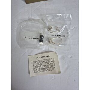 Avon Sterling Silver Genuine Color Beaded Black Onyx Earrings 1999 NOS